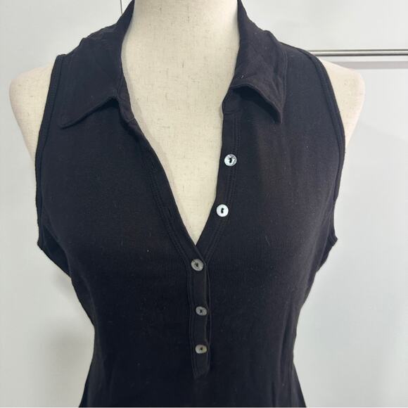 Michael Stars Size 1X Black Norah Sleeveless Polo Shirt NWT Neutral Basic Classy - Picture 5 of 12